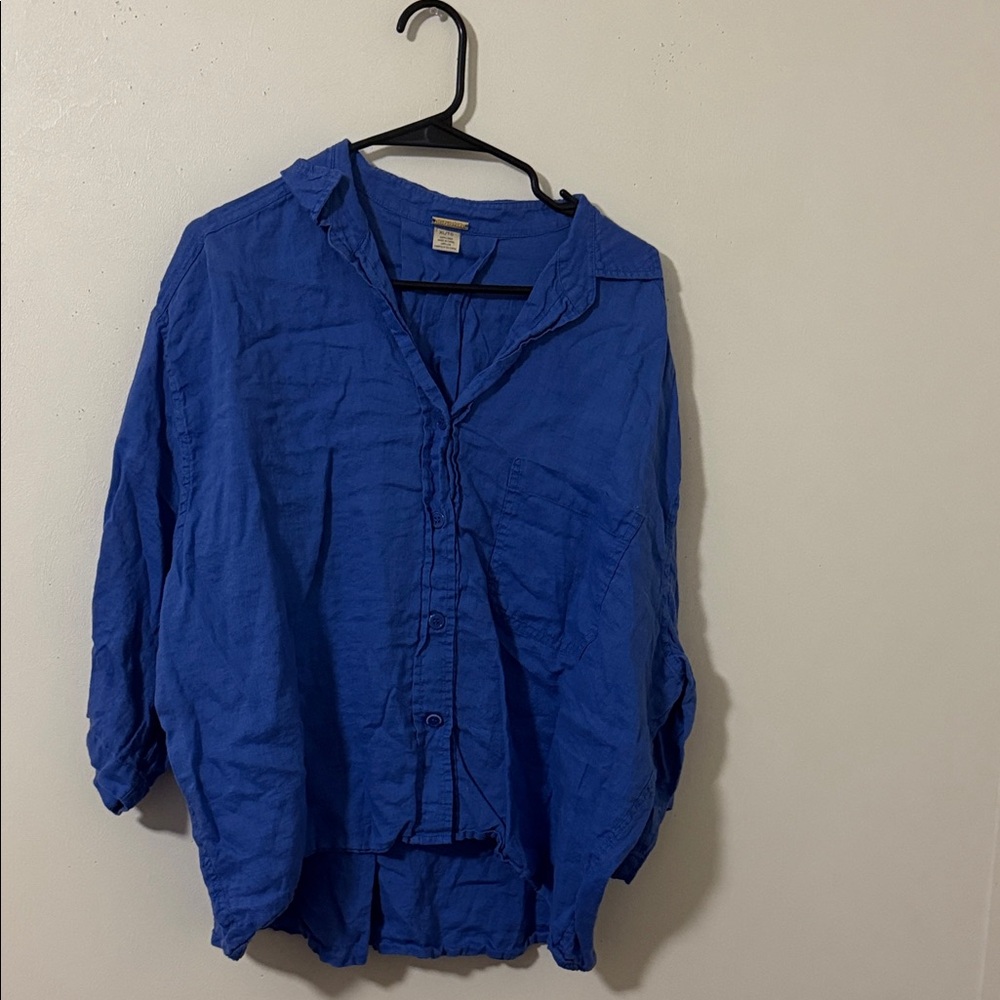 Magaschoni Light Blue Linen Top